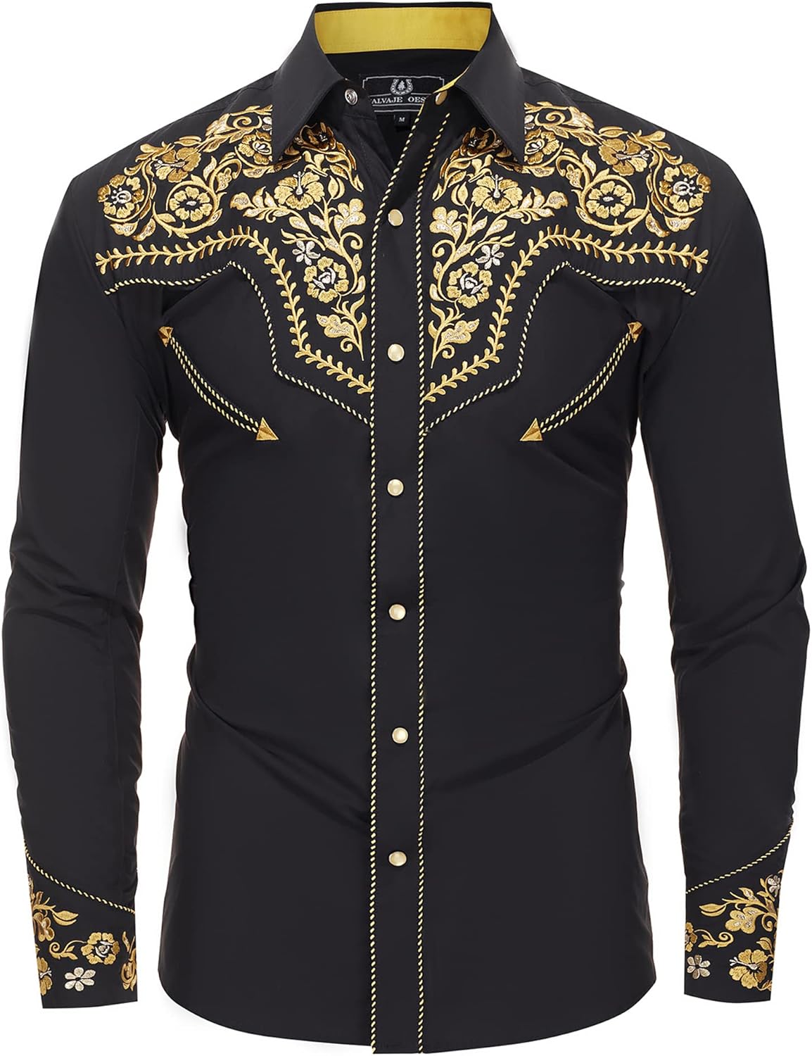 Western Embroidered Cowboy Shirts for Men with Floral Design