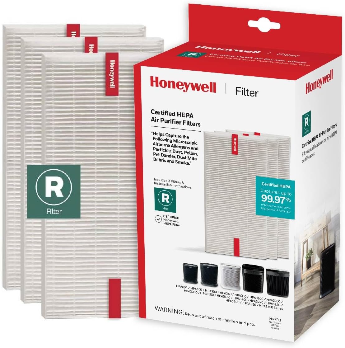 Honeywell HEPA Air Purifier Filter R 3-Pack for HPA Series