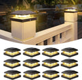 VOLISUN 4x4 Solar Fence Post Cap Lights 12pack - Warm White Deck
