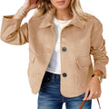 Womens Faux Suede Cropped Jacket Shacket - Casual Vintage Style