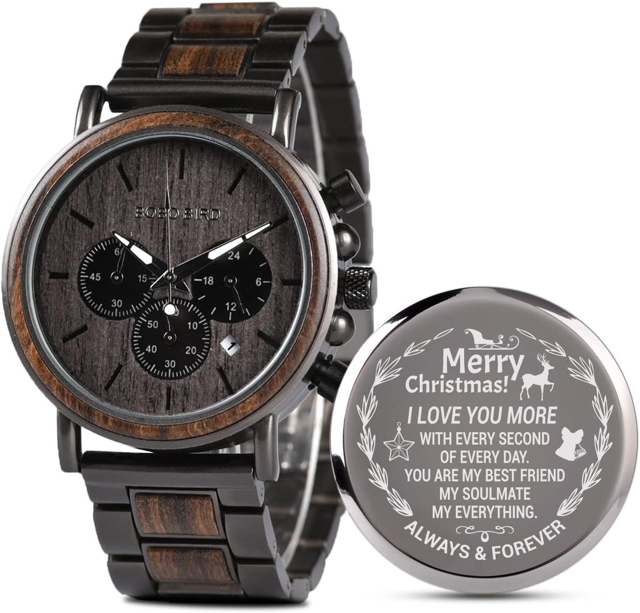 Engraved Wooden Watch for Boyfriend - Personalized Gift Idea