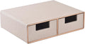 Linen Leather Desk Organizer with Drawers - Compact Stackable Desktop