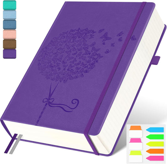 Premium Purple Leather Writing Journal for Women - 370 Pages