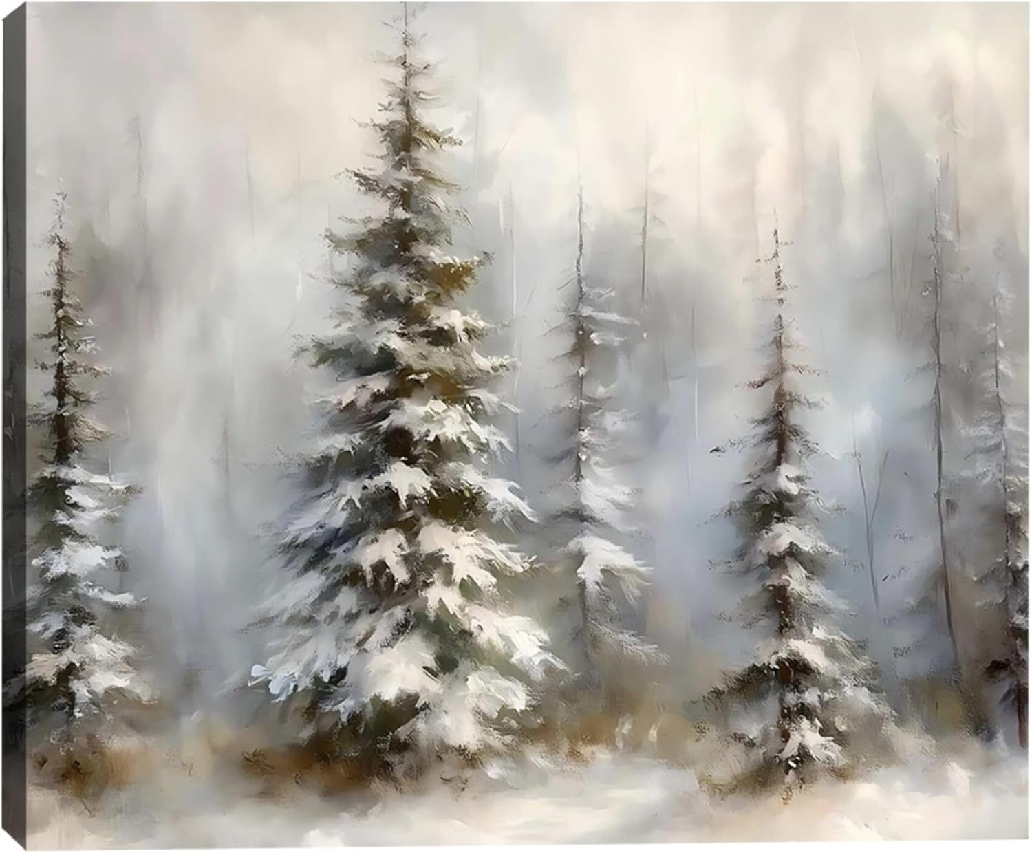 Vintage Snowy Christmas Tree Decor for Living Room Wall Art