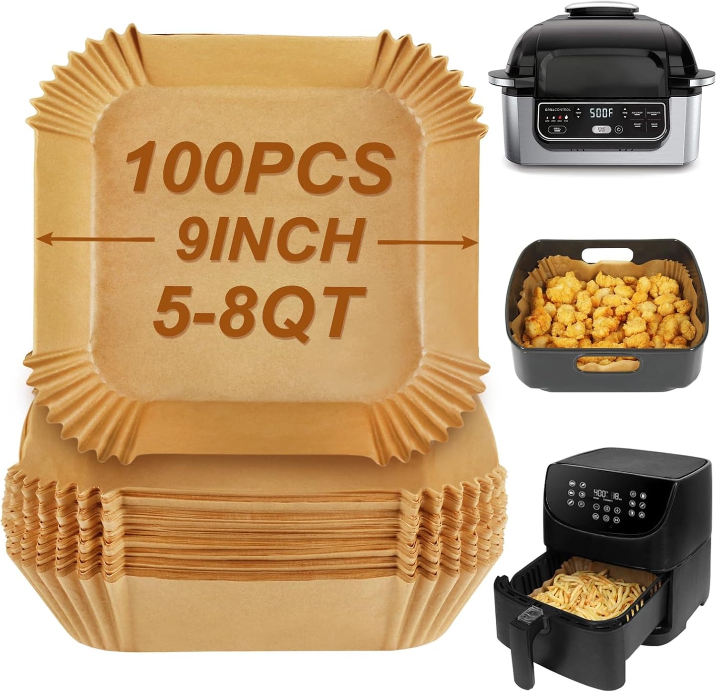100 Pack Air Fryer Liners 5-8 Qt - Ninja Foodi Grill Accessories