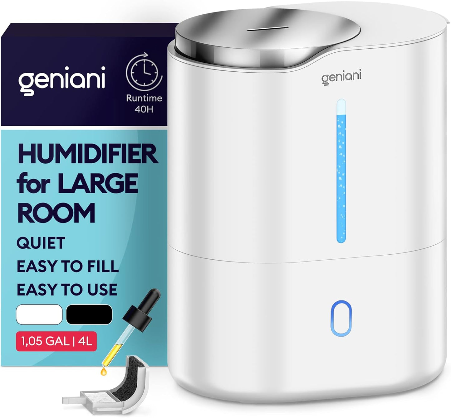 GENIANI Ultrasonic Cool Mist Humidifier for Large Rooms