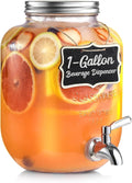 1 Gallon Glass Beverage Dispenser with Stainless Spigot - Clear