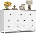 Farmhouse 7 Drawer Dresser for Bedroom - TV Stand and Storage