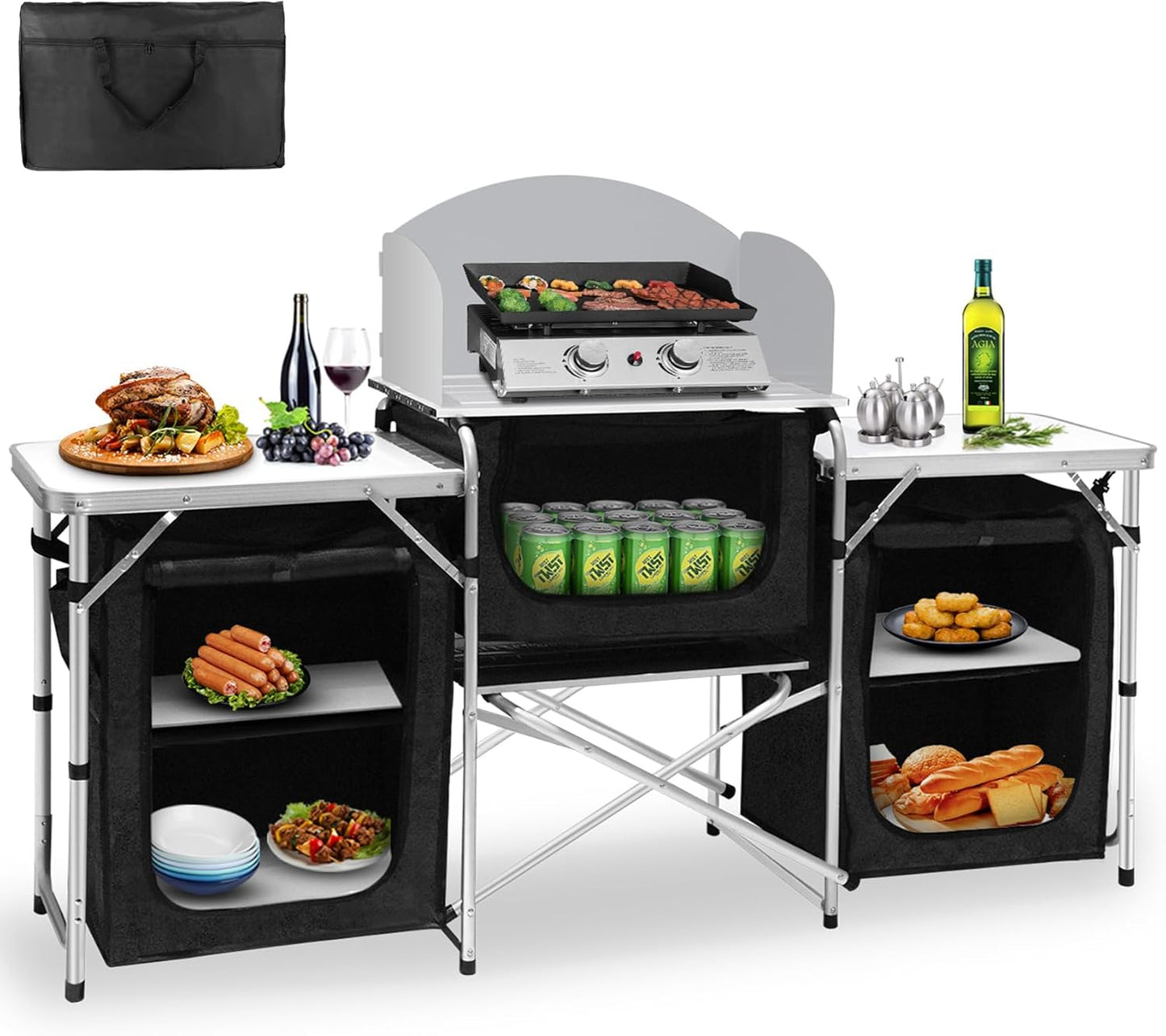 Seeutek Camping Kitchen Table: Portable Outdoor Cooking Table