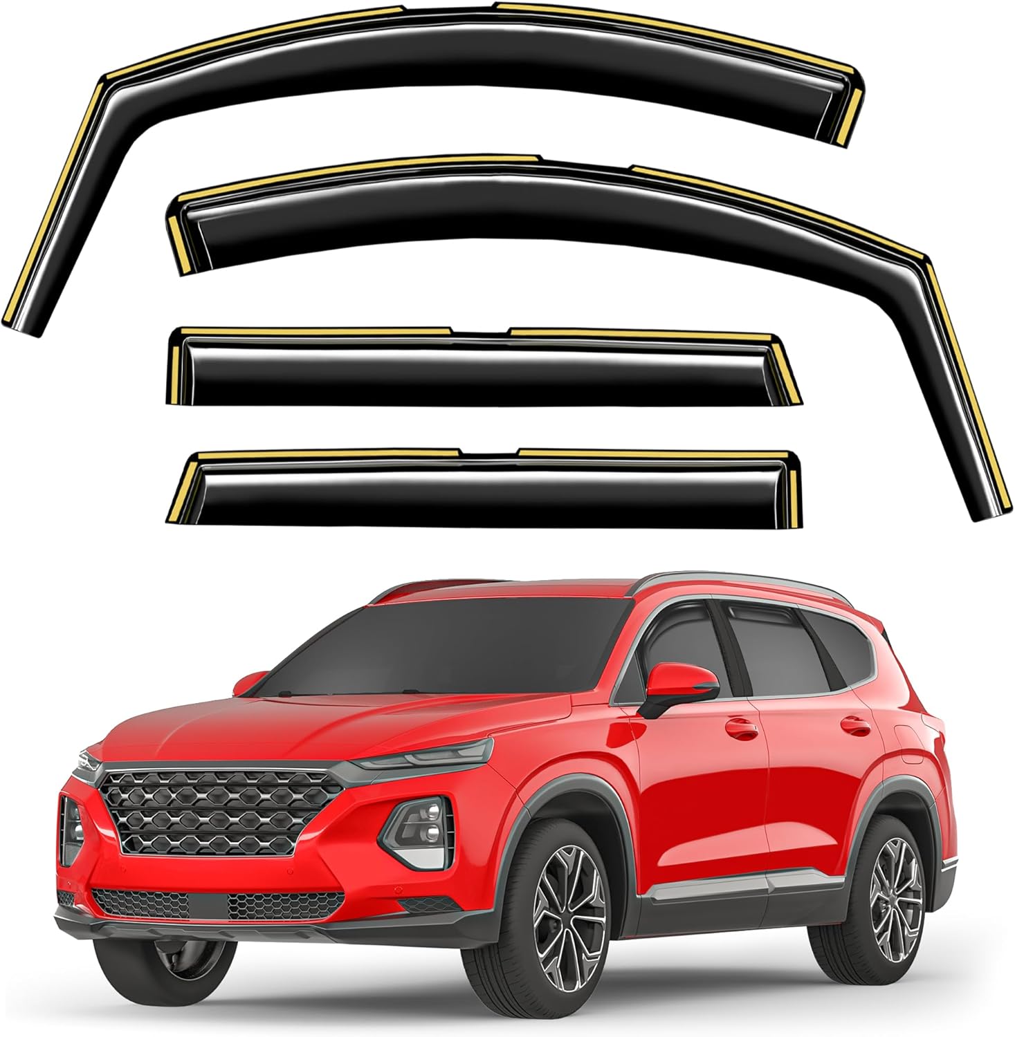 In-Channel Window Rain Guards for Hyundai Santa Fe 2019-2023