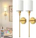 Battery Operated Wall Sconce Set of 2 - Rechargeable 7-Color Wall