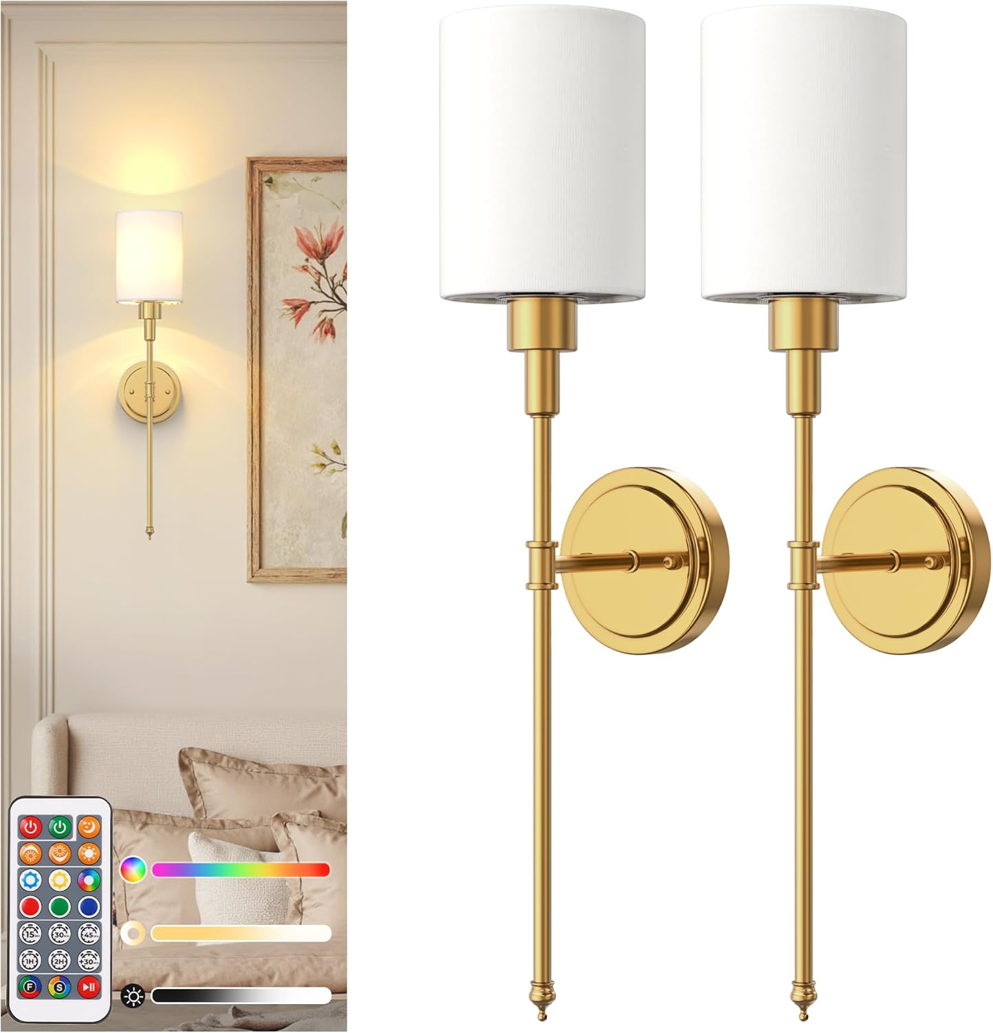 DORESshop Battery Operated Wall Sconce Set of 2 for Home Decor