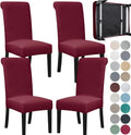 Dining Room Chair Covers 4 Pack - Stretch Parsons Slipcovers (Wine