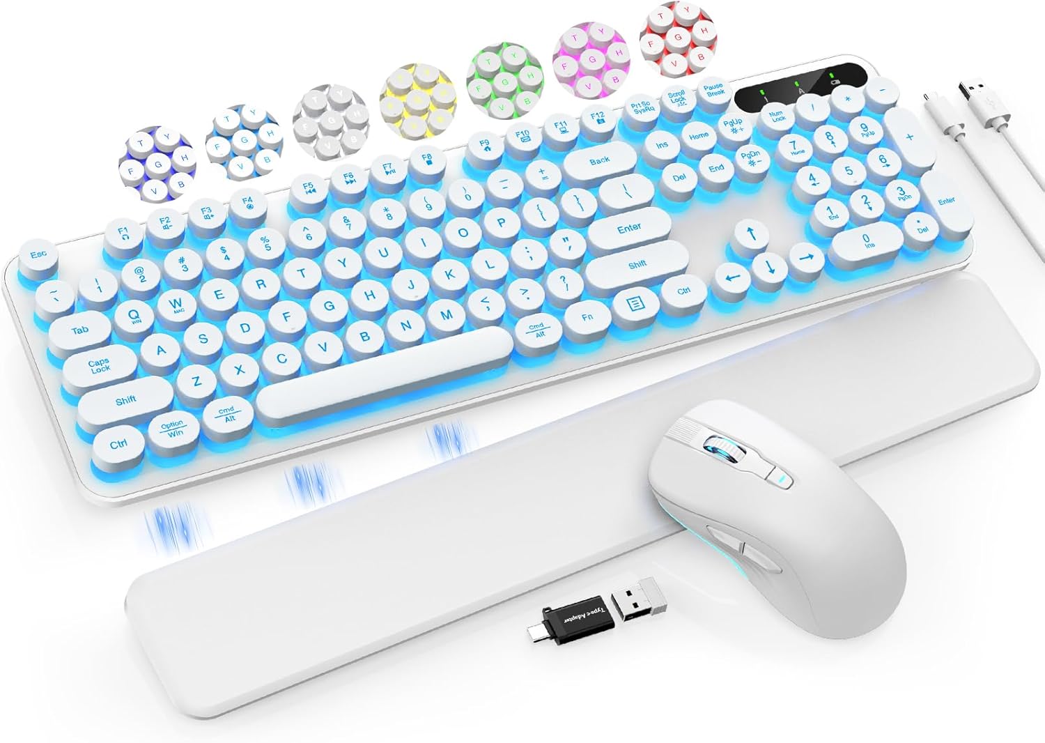 Backlit Typewriter Keyboard - Retro Style, Rechargeable, 2.4G Combo