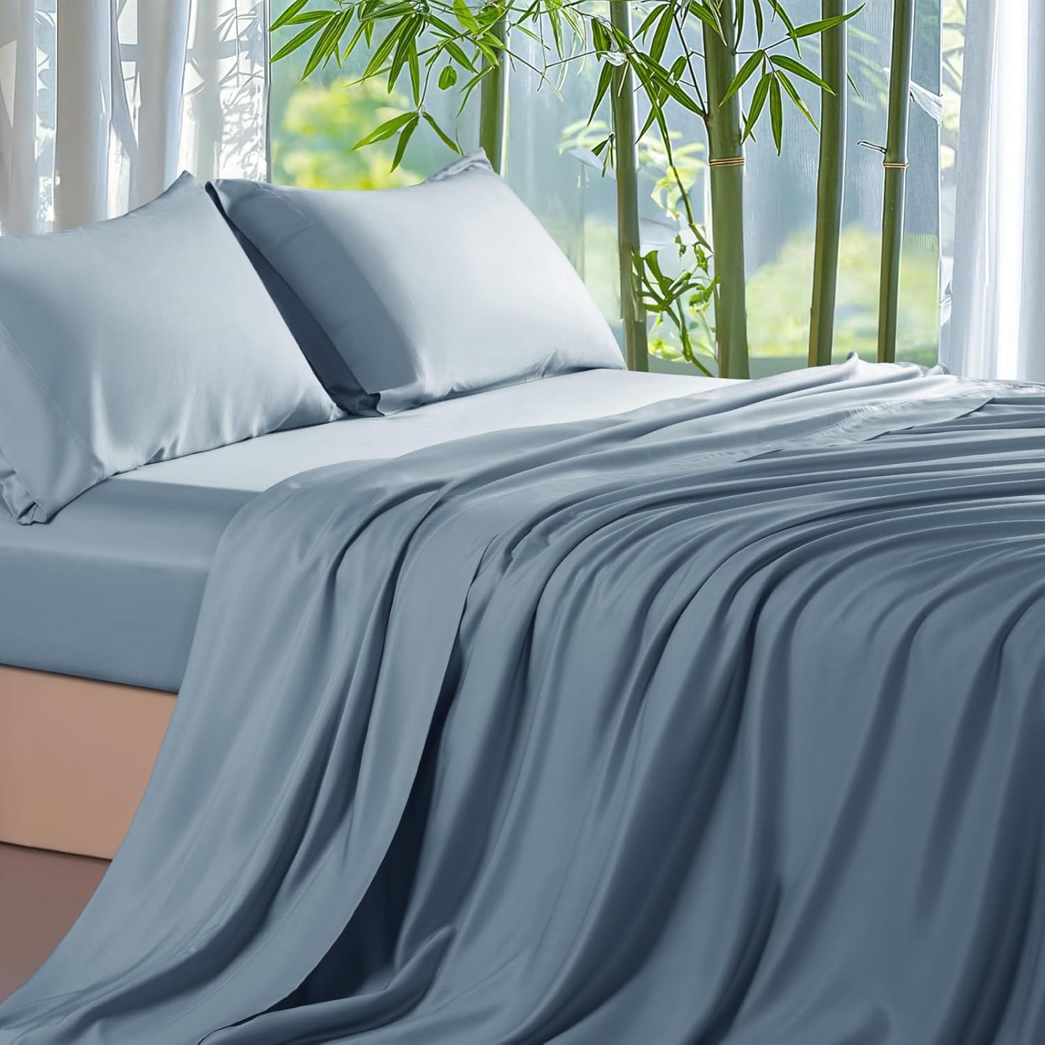 Ultra Cooling Bamboo Bed Sheets Set for Queen Size Beds