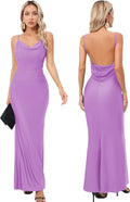 Capuffy Women Drape Neck Formal Maxi Dress - Backless Mermaid Gown 86%