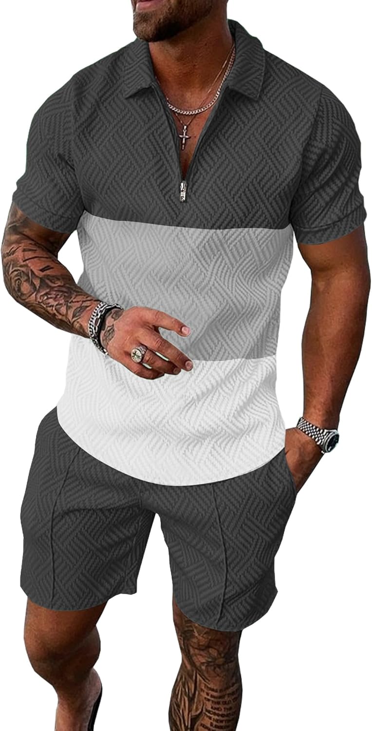 UOUA Mens Summer Track Suits Stylish 2 Piece Shorts Sets