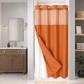 Linen Textured Shower Curtain with Snap-in Liner - Burnt Orange