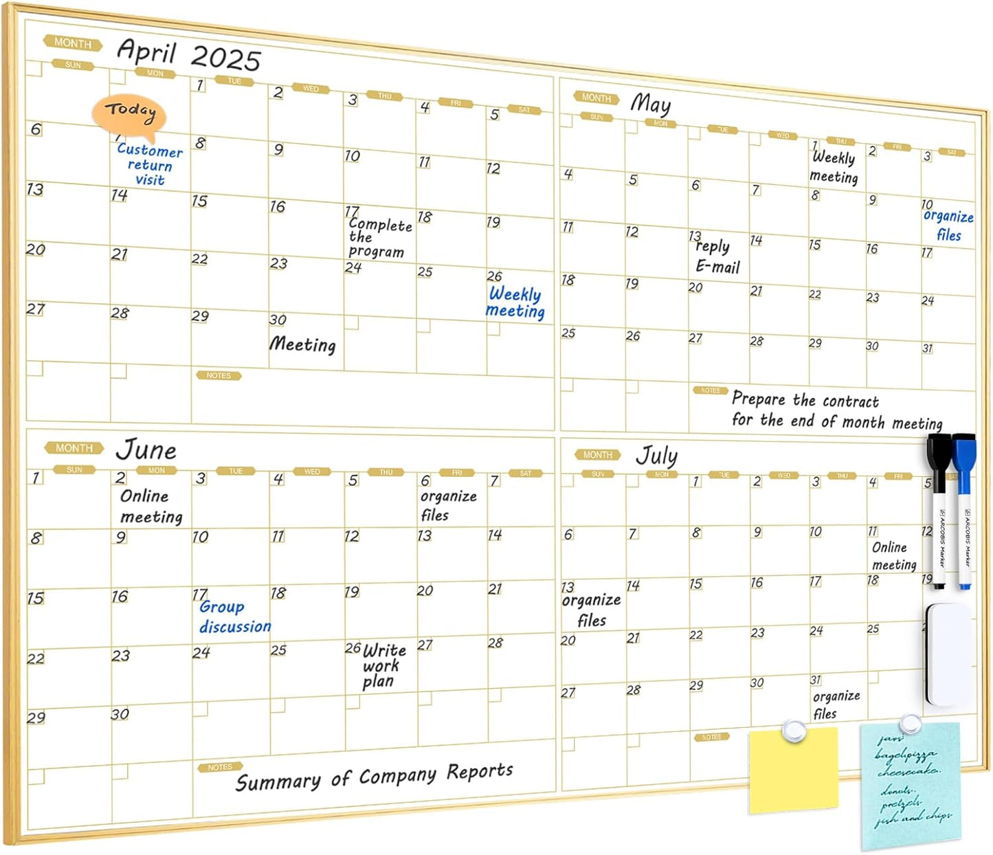 ARCOBIS Magnetic Calendar Whiteboard for Efficient Planning
