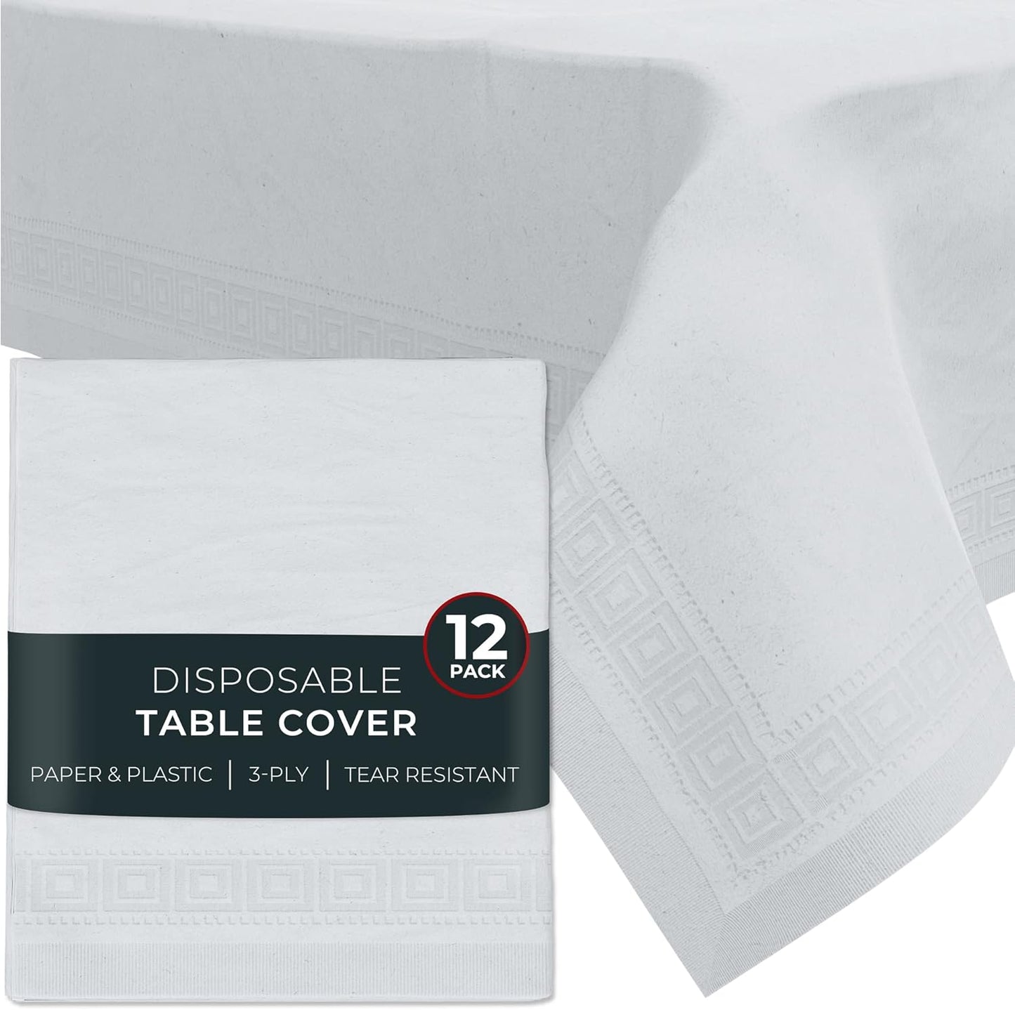 Premium 54 X 108 Paper Tablecloths for Rectangle Tables - 12 Pack