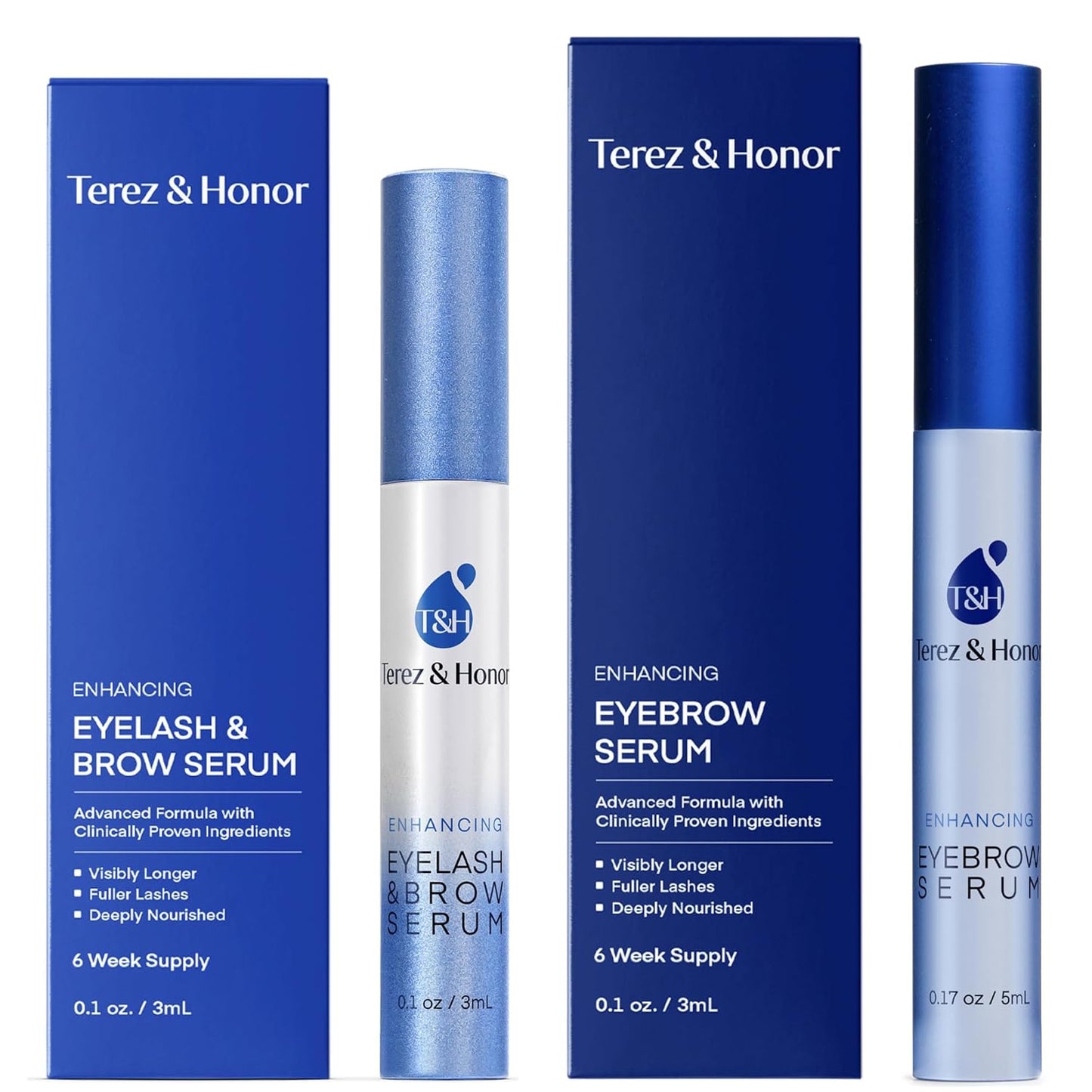Natural Eyelash Serum & Eyebrow Serum Set for Fuller Lashes