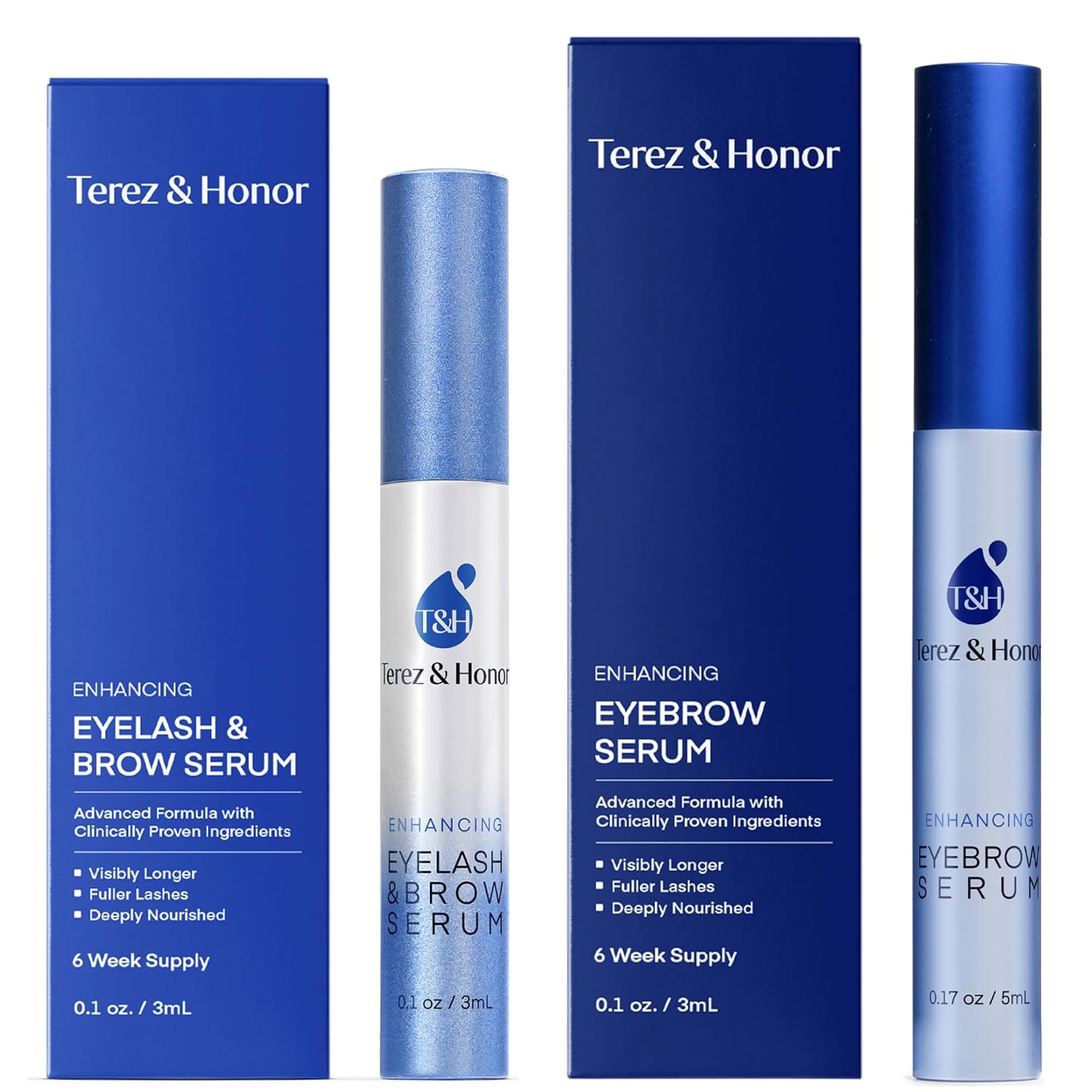 Natural Eyelash Serum & Eyebrow Serum Set for Fuller Lashes