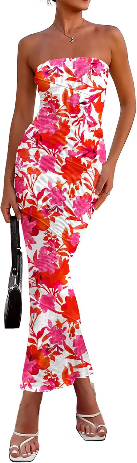 Floral Bodycon Maxi Dresses for Women - Summer Casual Style