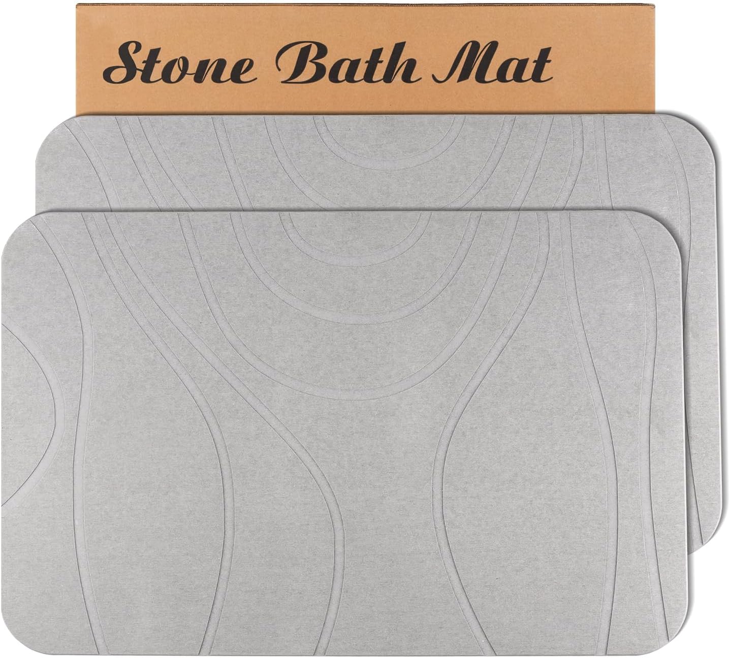 Diatomaceous Earth Shower Mat 2 Pack Non-Slip Light Grey