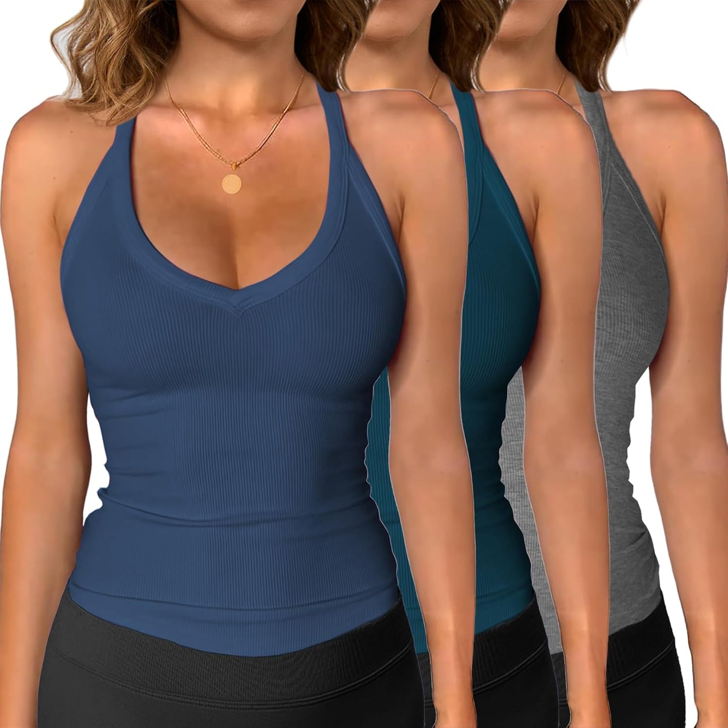 iGENJUN 3 Pack Workout Tops for Women - Stylish Summer Tanks