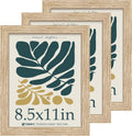 8.5x11 Oak Picture Frame 3 Pack with HD Glass for Display