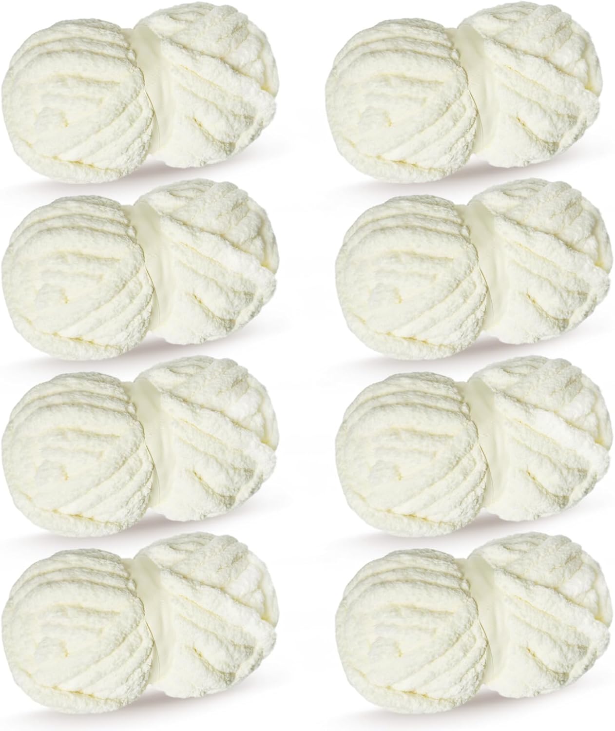 Milk White Chunky Chenille Yarn for Crocheting and Knitting