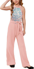 Girls Sequin Halter Jumpsuit Tween Party Romper - Size 6-12