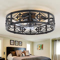 ZYD Caged Ceiling Fan with Light 20in - Quiet Flush Mount Fan