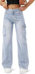High Waisted Cargo Jean for Women with 6 Pockets Style