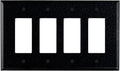 Sparkling Black Glass Mirror Switch Plate 4-Gang Quadruple Outlet