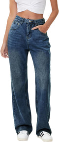 High Waisted Wide Leg Denim Pants for Women in Baggy Stretch Fit