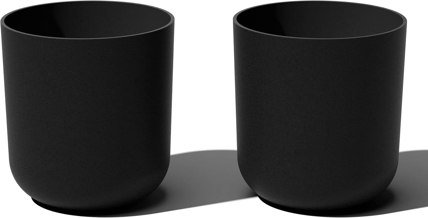 Veradek Round Black Plastic Planter Pots for Modern Gardens