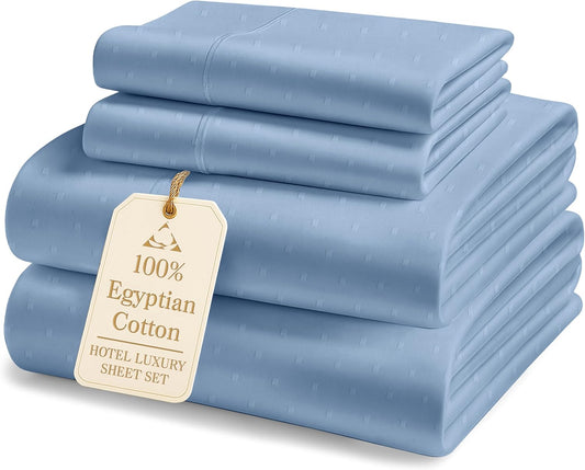 100% Egyptian Cotton Bed Sheets Set for Full Size Beds
