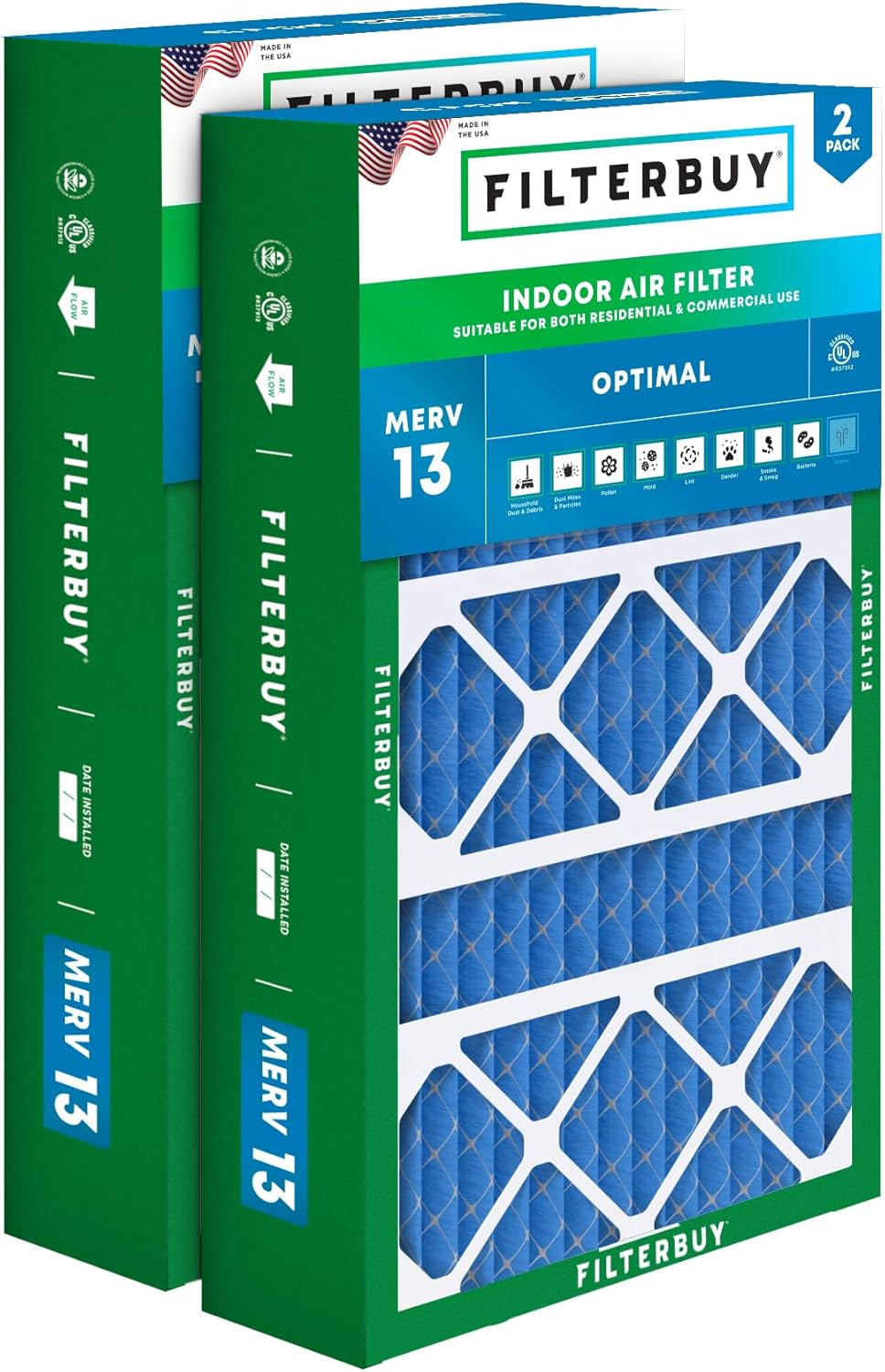 Filterbuy 15.75x27.63x3.50 Air Filter MERV 13 for Allergies