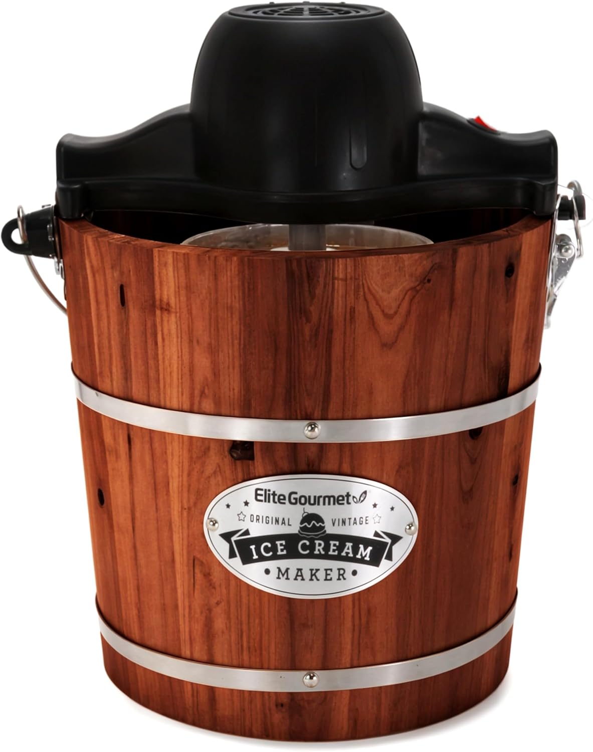 Elite Gourmet EIM418 Vintage Walnut Wood Electric Ice Cream Maker