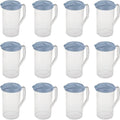 2 Quart Clear Round Plastic Pitcher 12-Pack - Leak-Proof, Measured