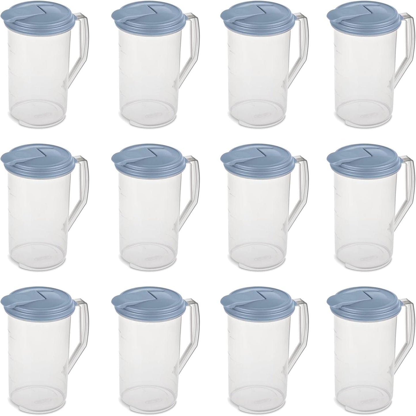 Sterilite 2 Quart Clear Round Plastic Pitcher for Easy Pouring