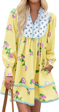 Wenrine Womens Casual Floral Mini Dress - Comfortable Boho Shift