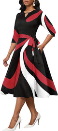 CLOCOR Midi Dress for Women A-Line Fit and Flare - Comfortable