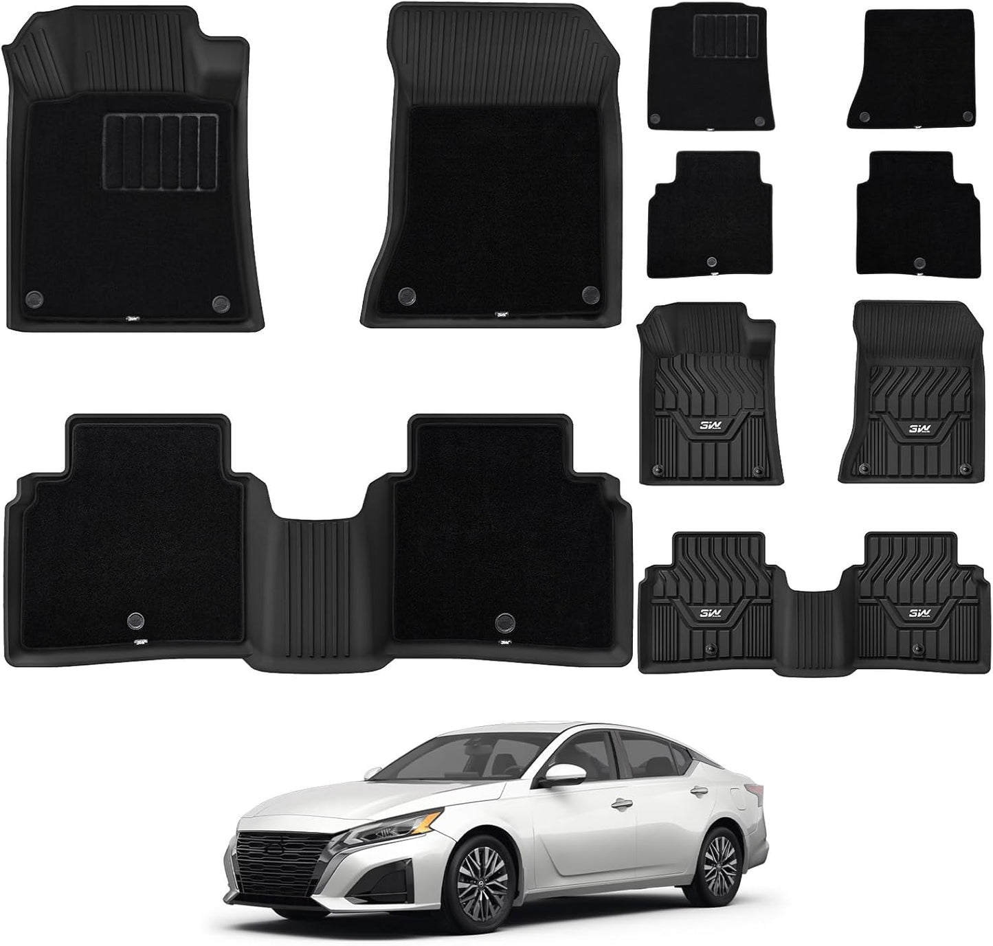 Custom Fit 3W Floor Mats for Nissan Altima 2019-2025 Full Set