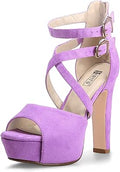 Women's IN5 Charcy Crisscross Strappy Platform Chunky Heels