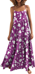Women Summer Linen Spaghetti Strap Maxi Dress - Flowy Boho Fit