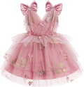 Toddler Girls Butterfly Birthday Dress Rainbow Tulle Ruffle Tutu