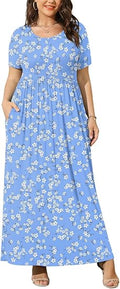 BISHUIGE Women Plus Size Maxi Dress with Pockets - Comfortable