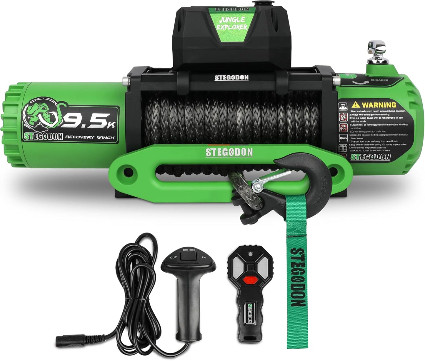 9500lb Electric Winch with Synthetic Rope for Trucks and SUVs